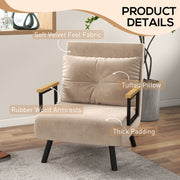 4 in 1 Single Sofa Bed Chair with Pillow Converts to Lounger for Guests Beige