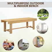 2 Seater Wooden Garden Bench Set for Patio or Indoor Use with Sturdy Fir Wood Frame, Natural
