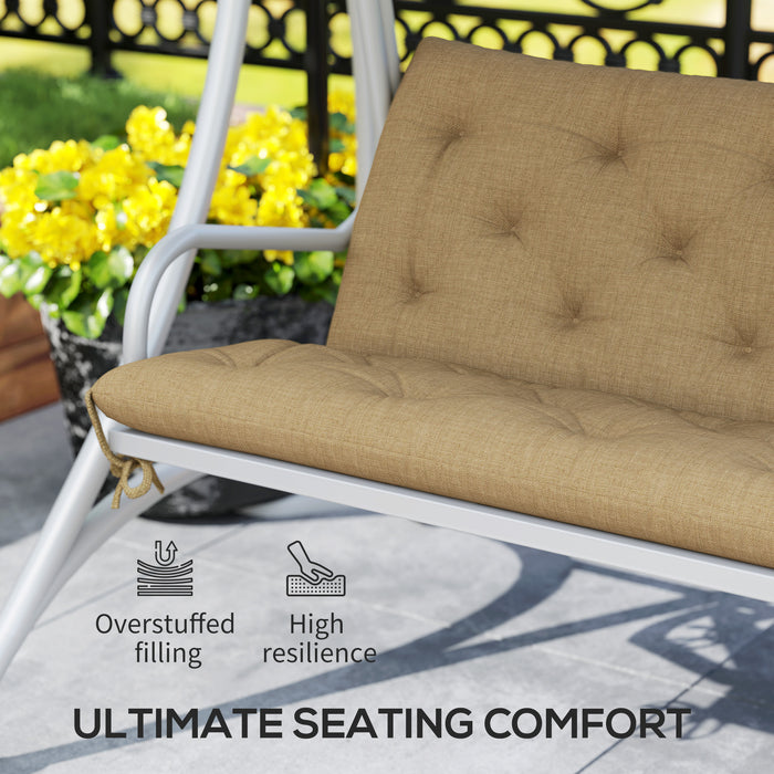 Khaki Three Seater Bench Cushion Weather Resistant Outdoor Pad by Outsunny