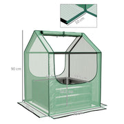 Raised Garden Planter Bed with Mini Greenhouse for Vegetables and Herbs Green and Silver AOSOM