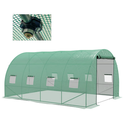 Large Polytunnel Greenhouse With Built In Sprinkler System For Garden Growing Green
