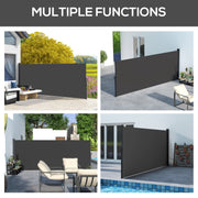 Black Retractable Side Awning Privacy Screen 400x160cm For Garden Balcony Or Hot Tub