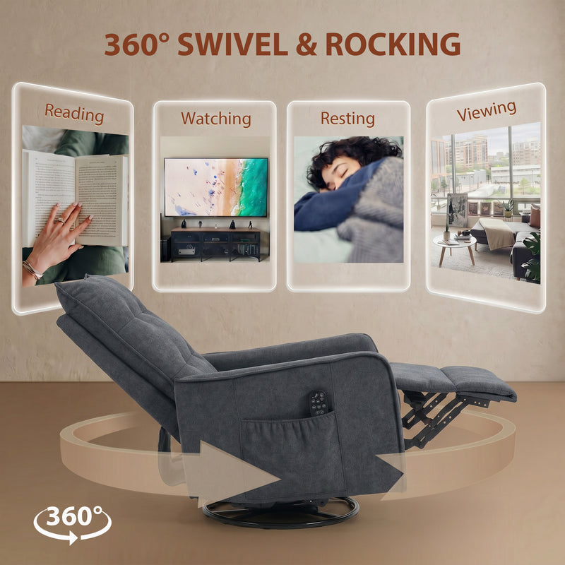Massage Recliner Chair with Heat and Rocking for Relaxing at Home Dark Grey