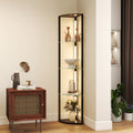 LED Floor Lamp With Shelves And Foot Switch For Living Room Or Bedroom, Black