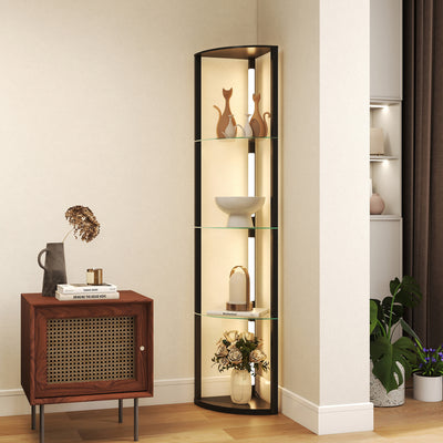 LED Floor Lamp With Shelves And Foot Switch For Living Room Or Bedroom, Black