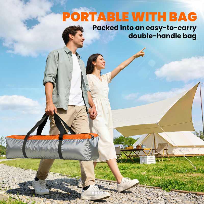 Pop Up 4 Person Tent for Quick Camping Shelter with Mesh Windows Orange and Dark Grey