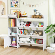 Kids Toy Storage Unit with 8 Removable Bins and Shelves Ideal for Playroom Organisation White AOSOM