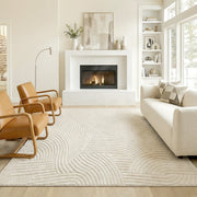 Living Room Rug with Thick Soft Pile and Slip Resistant Backing Cream AOSOM