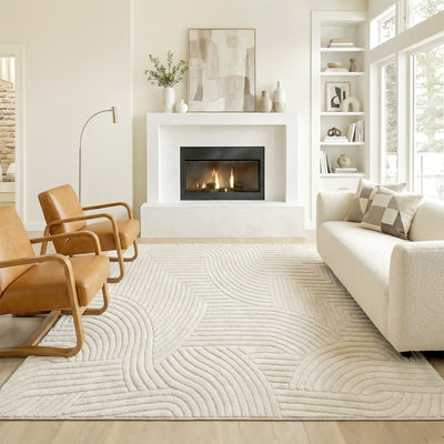 Living Room Rug with Thick Soft Pile and Slip Resistant Backing Cream AOSOM