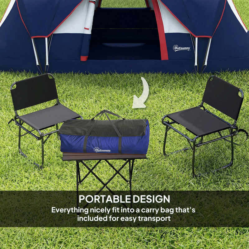 Large Family Tunnel Camping Tent With Rainfly, Groundsheet & Mesh Windows, Navy Blue