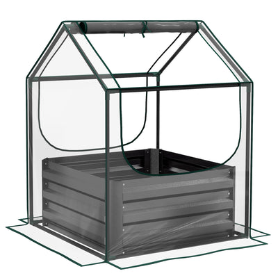 Raised Garden Planter Bed With Protective Cover Ideal for Growing Vegetables Grey