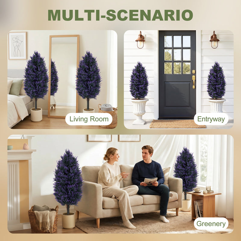 Artificial Lavender Towers Set of 2 for Easy Year Round Garden Colour Blue