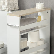 Slim Bathroom Storage Trolley with Wheels for Small Spaces White Kleankin