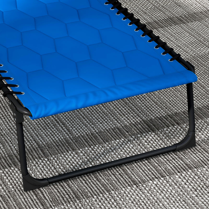 Set of 2 Blue Reclining Sun Loungers with 5 Position Backrests for Garden Relaxation