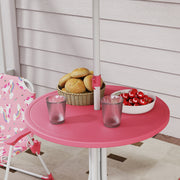 Kids Garden Table and Chair Set with Umbrella for Outdoor Playtime 4 Piece Pink AOSOM