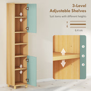 Bathroom Storage Cabinet With Adjustable Shelves and Open Display for Organising, Green AOSOM