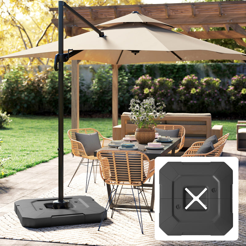 Cantilever Umbrella Base Weights for Stable Garden Shade Easy Fill and Store Black AOSOM