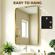 Wall Mirror Shatter Resistant with Deep Frame for Busy Homes Ready to Hang Gold Homcom