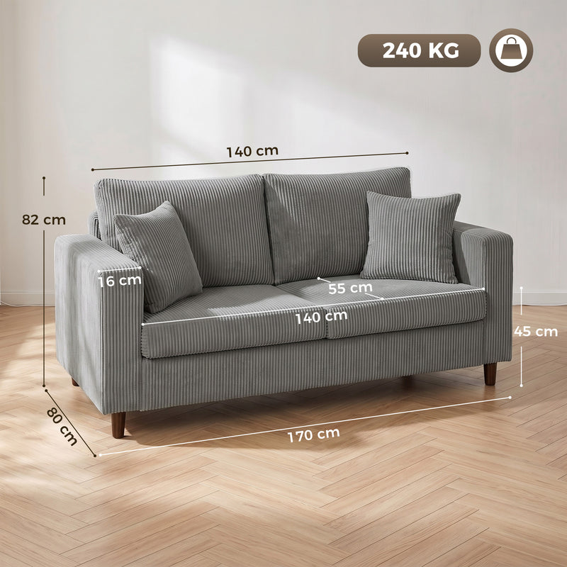 2 Seater Extra Wide Loveseat Sofa With Deep Corduroy Seat For Spacious Relaxing