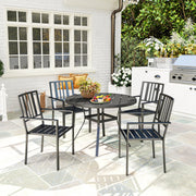 Set of 4 Black Metal Garden Chairs with Stackable Design for Outdoor Dining
