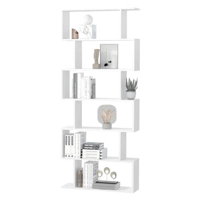 Wooden S Shape Storage Display, 6 Shelves, Room Divider Homcom
