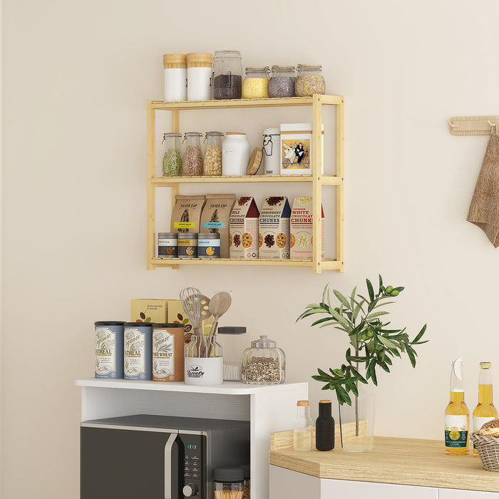 Three Tier Bamboo Bathroom Storage Rack Natural Finish by HOMCOM