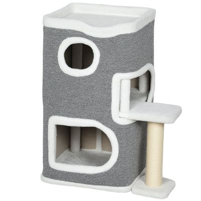 75 cm Cat Tree Tower With Scratching Post And Platforms For Indoor Cats, Grey AOSOM
