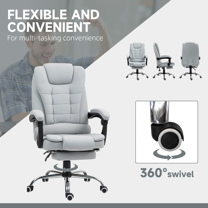 Light Grey Linen Adjustable Swivel Executive Office Chair by HOMCOM