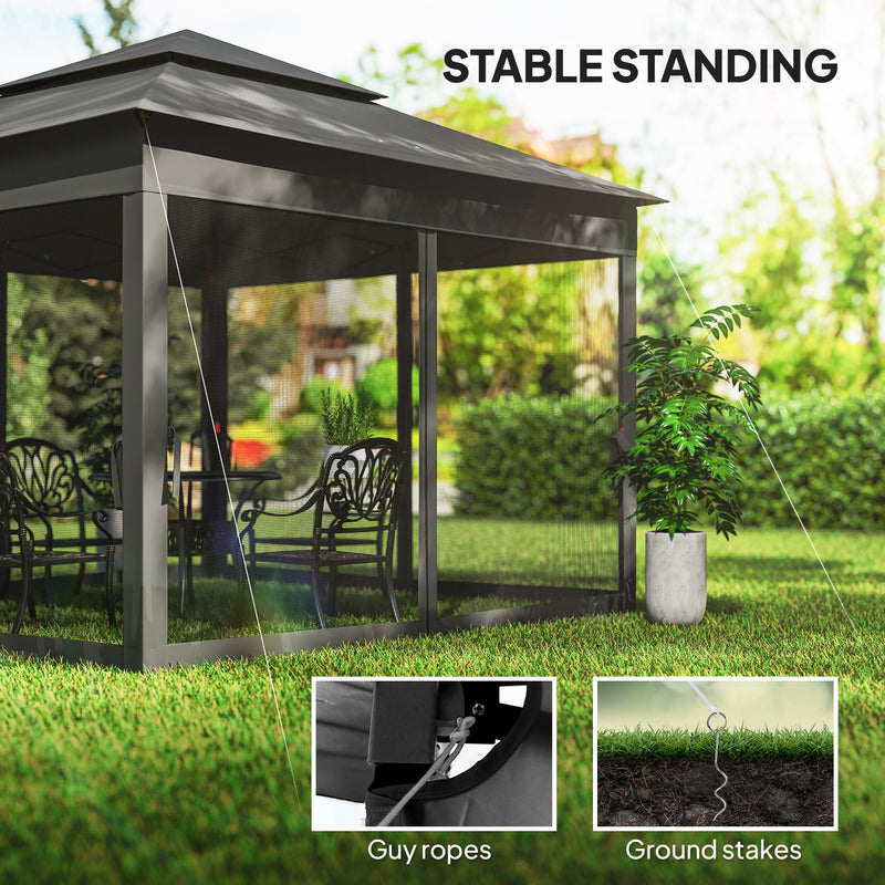 Pop Up Garden Gazebo with Netted Curtains for Shade and Insect Protection Black Outsunny