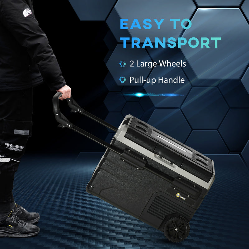 40L Portable Car Fridge Freezer with LED Light and Foldable Handles for Travel Grey AOSOM