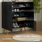Slim Shoe Storage Cabinet With Adjustable Shelves And Soft Close Doors For Hallway Black