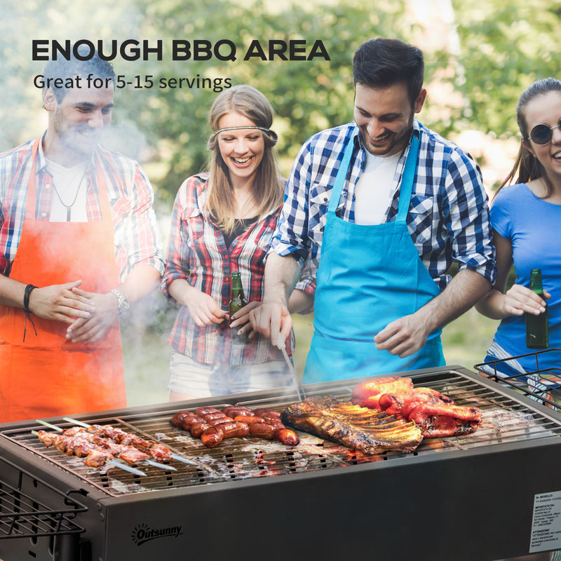 Outsunny Portable Charcoal BBQ Grill with Seasoning Baskets for Camping Picnic Hiking AOSOM
