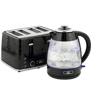 4 Slice Toaster and 17L Rapid Boil Kettle Set With Strix Control For Kitchen Use Black AOSOM