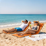 Folding Beach Chairs Set of 2 with Adjustable Backrest and Carry Bag, Orange Outsunny