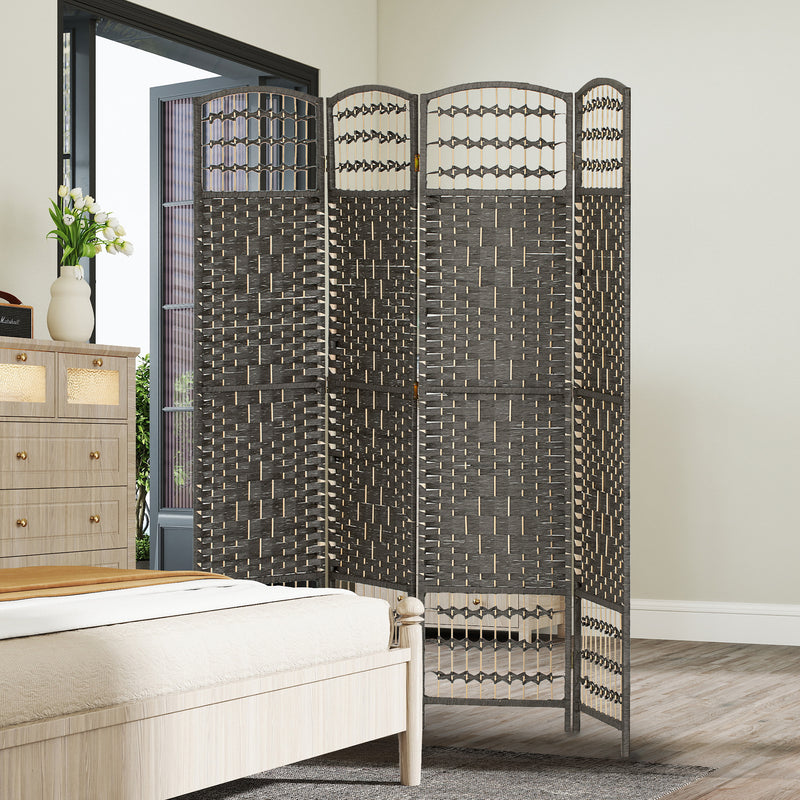 Folding Room Divider with 4 Panels for Instant Privacy in Lounge or Bedroom Dark Grey