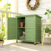 Wooden Garden Storage Shed With Double Doors Ideal For Tools And Equipment Green Outsunny