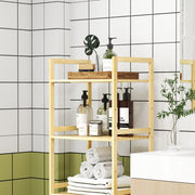 5 Tier Bamboo Bathroom Storage Shelf Freestanding Adjustable Rack Natural Wood