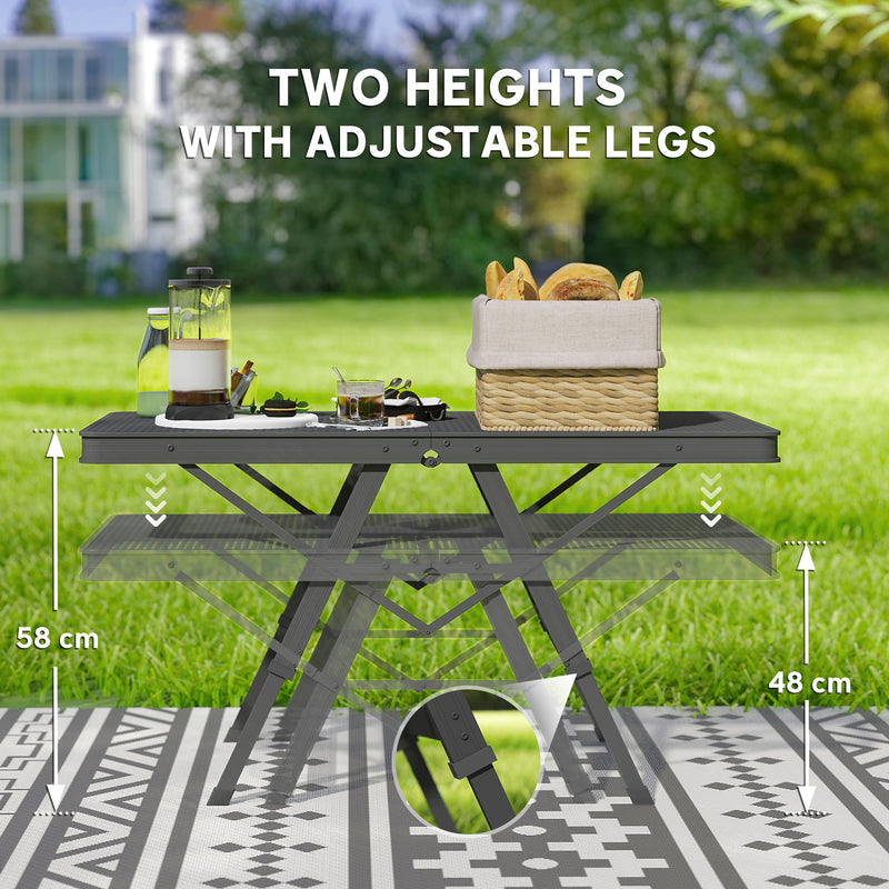 Folding Picnic Table with Adjustable Height for Easy Outdoor Seating Black