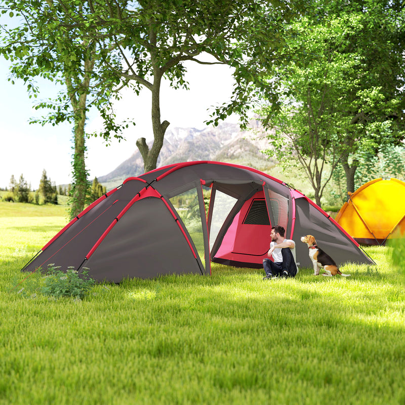 6 Man Family Tent with Two Bedrooms and Spacious Living Area Waterproof Grey
