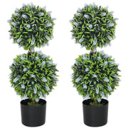 Set of 2 Artificial Ball Trees with Blue Lavender Flowers in Pots 70cm by HOMCOM
