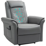 Grey 3D Kneading Massaging Recliner Chair with Headrest and USB Remote by HOMCOM