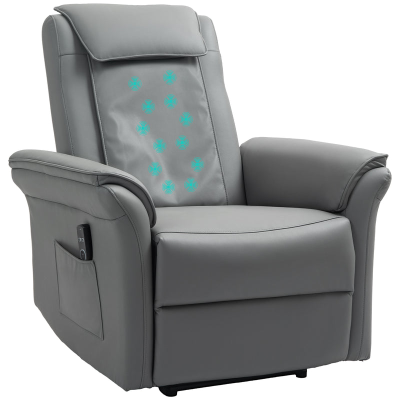 Grey 3D Kneading Massaging Recliner Chair with Headrest and USB Remote by HOMCOM