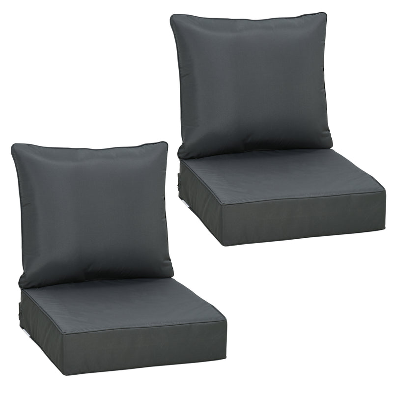 Dark Grey Outdoor Seat and Back Cushion Set Fade Resistant for Rattan or Patio Chairs
