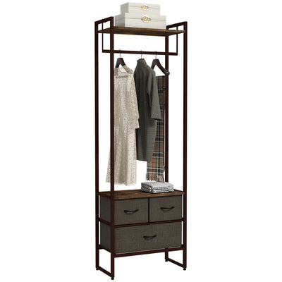 Compact Clothes Rail With Storage Drawers and Top Shelf For Bedrooms, White