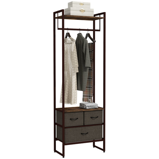 Compact Clothes Rail With Storage Drawers and Top Shelf For Bedrooms, White