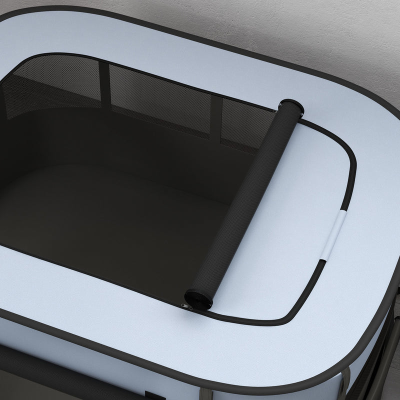 Foldable Dog Playpen with Storage Bag and Ground Stakes for Indoor Outdoor Use Grey