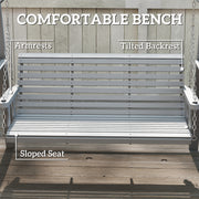 Wooden Garden Swing Bench with Side Tables for Relaxing Outdoors Seats 3 Fir Wood, Dark Grey Outsunny