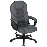 Ergonomic Faux Leather Swivel Office Chair With Adjustable Height Support, Charcoal Grey