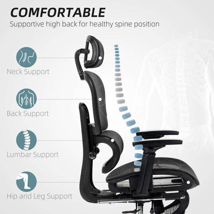 Black Ergonomic Mesh Swivel Office Chair for Home and Office by HOMCOM