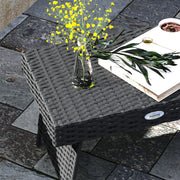 Foldable Outdoor Rattan Side Table with Steel Frame for Garden in Black by Outsunny